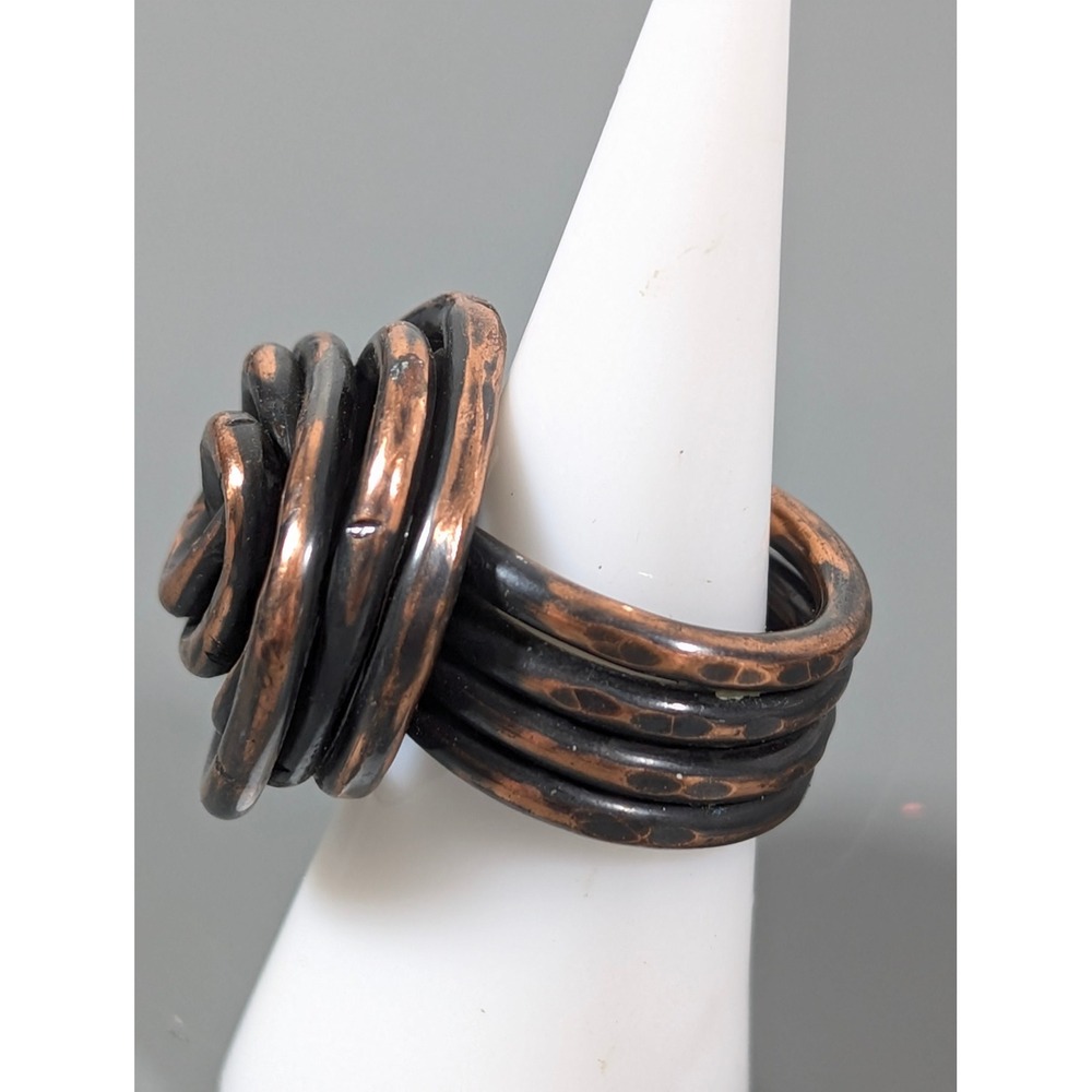 AC Jewelry Creations Copper Knot Cocktail Ring Size 7 Artisan Statement - Picture 3 of 8